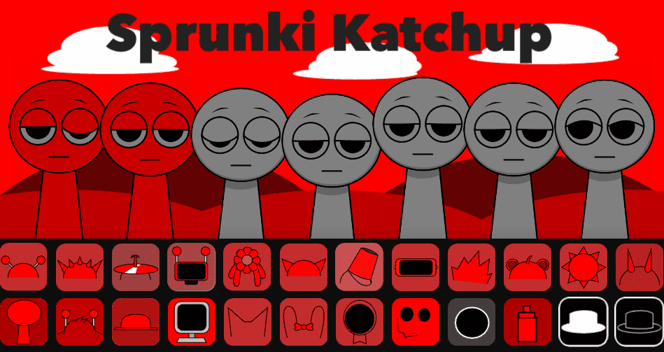 Sprunki Ketchup: Incredibox Mod – Röd, Rytmisk & Kuslig